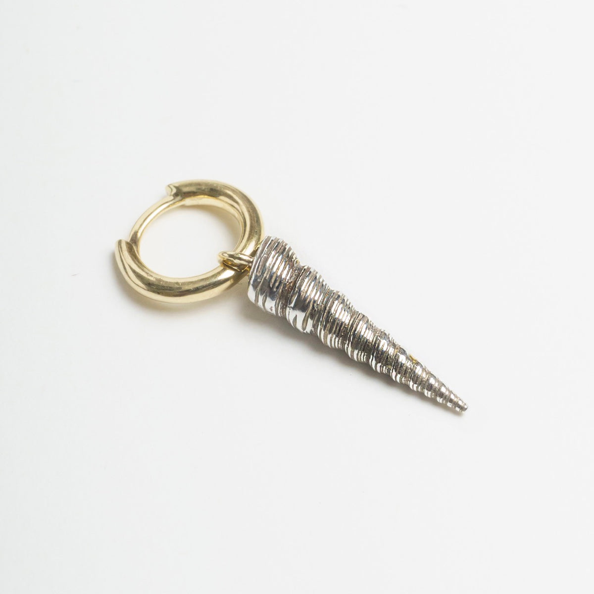 Sterling silver and 9ct yellow gold earrings featuring a spiral shell design.