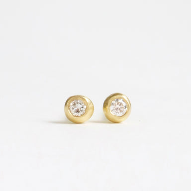 18ct yellow gold bobble studs featuring sparkling 2mm diamonds, ideal for everyday wear or special gifts.