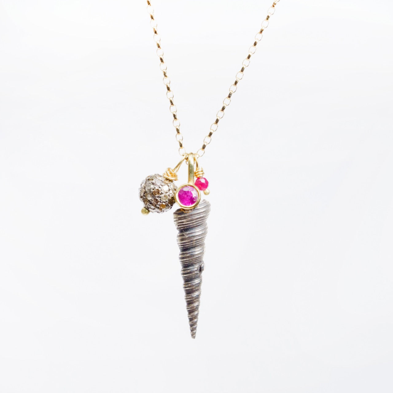 Larrakia Shell with Ruby Cluster Necklace