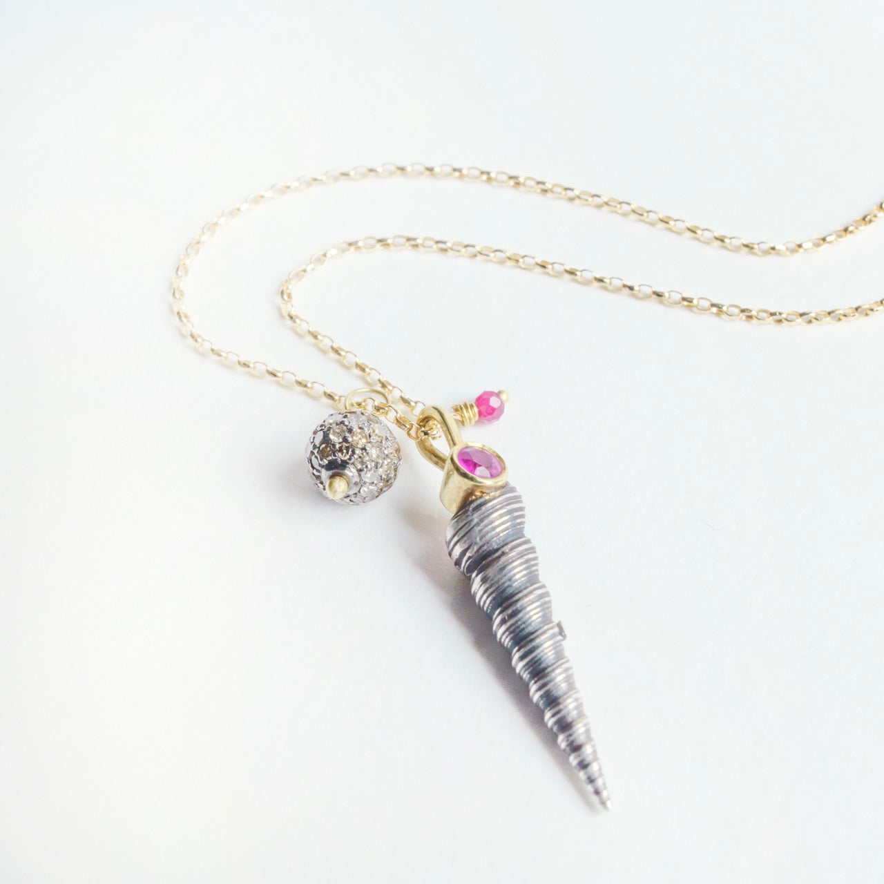 Larrakia Shell with Ruby Cluster Necklace