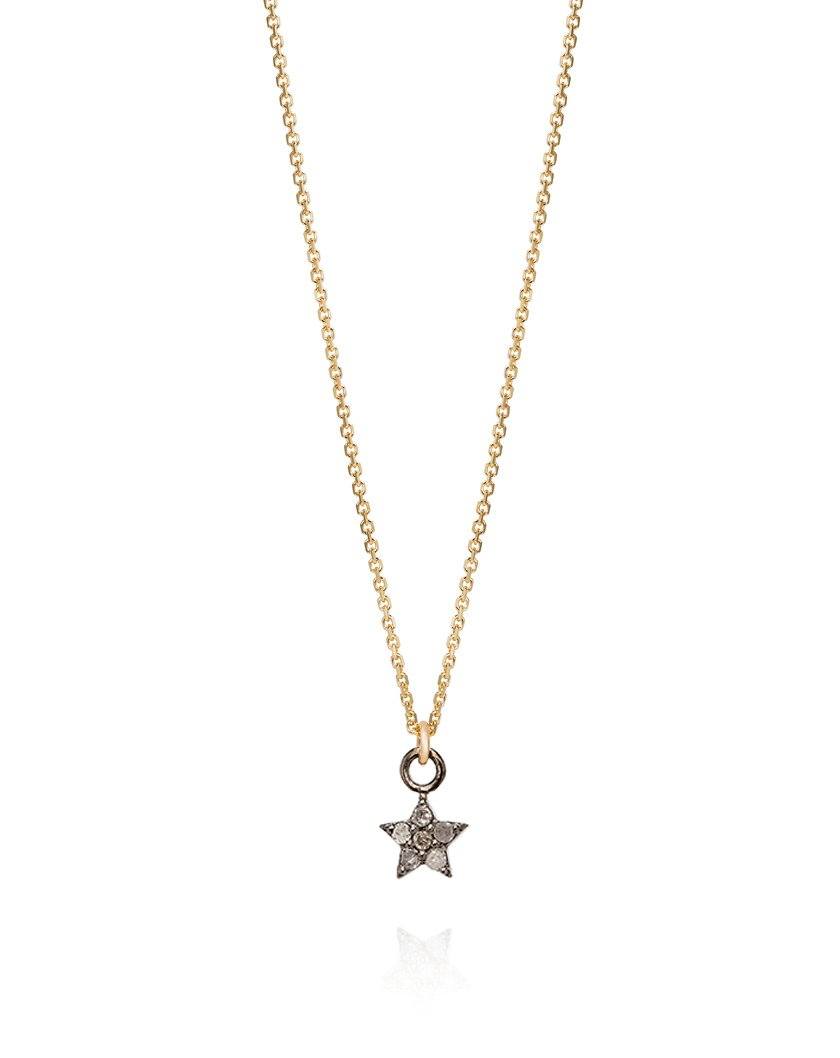Diamond Set Star Necklace Yellow Gold