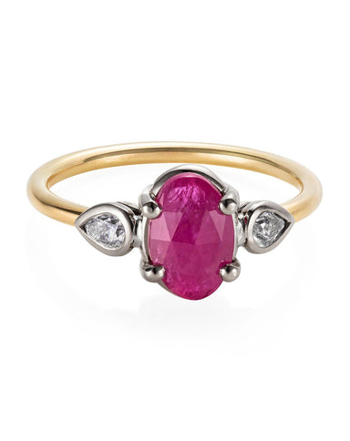 Ruby and Silver Diamond Trilogy Ring