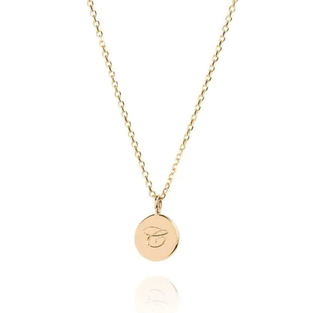 The Small Initial Coin Necklace - Laura Lee Jewellery - 9ct Yellow Gold 