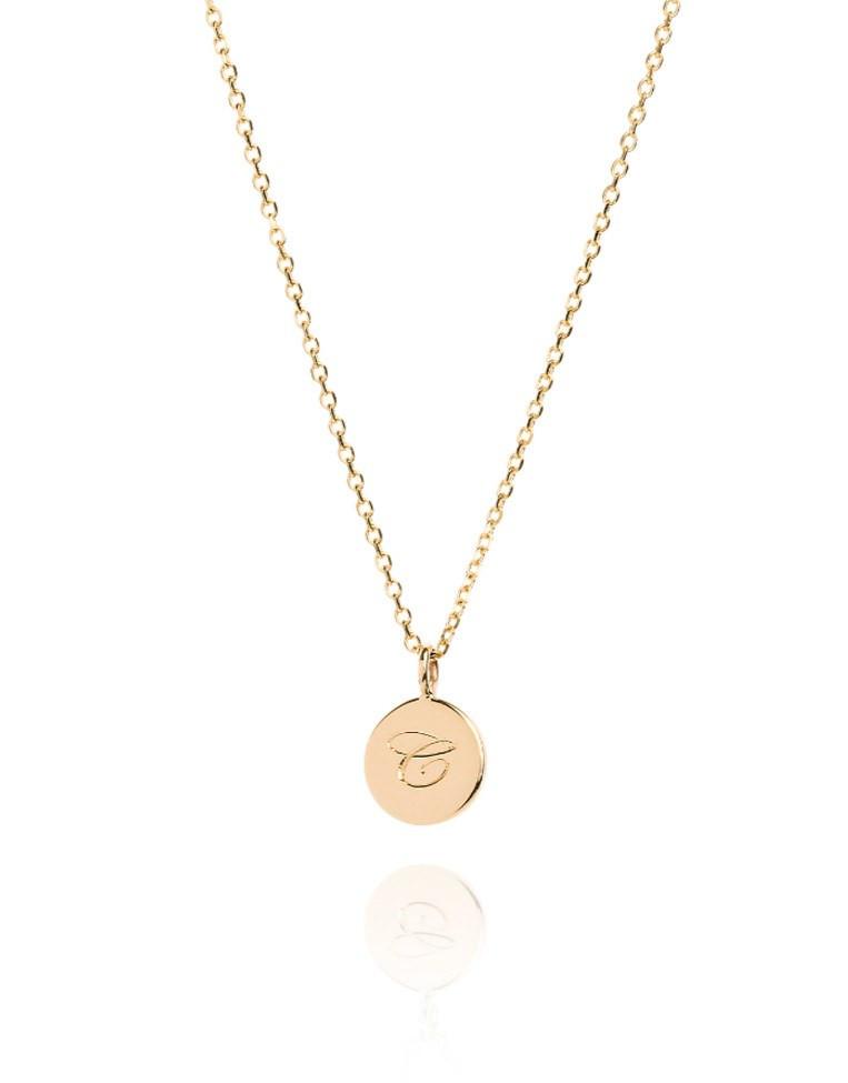 The Small Initial Coin Necklace - Laura Lee Jewellery - 9ct Yellow Gold 