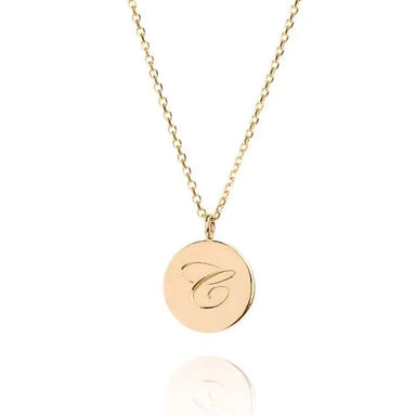 The Medium Initial Coin Necklace - Laura Lee Jewellery - 1 - 9ct Yellow Gold 