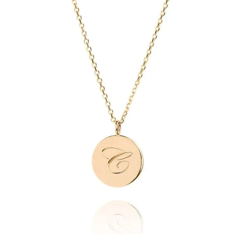 The Medium Initial Coin Necklace - Laura Lee Jewellery - 1 - 9ct Yellow Gold 
